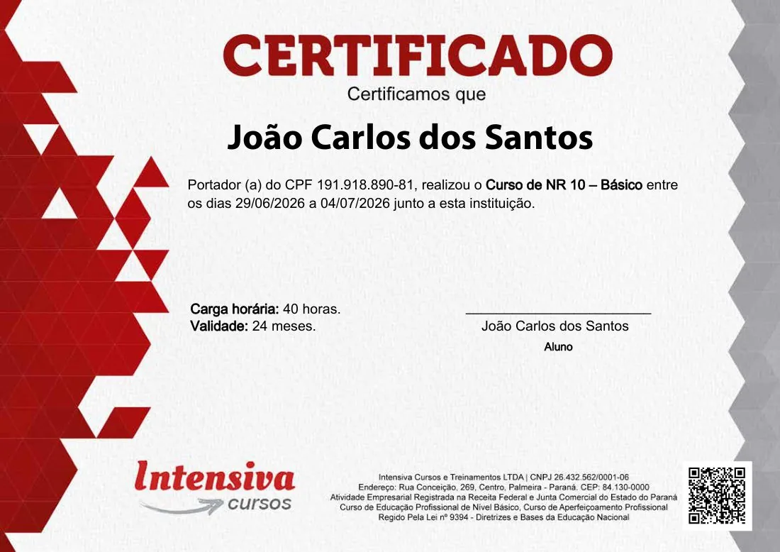 Certificado de NR 10 · 1 de 3