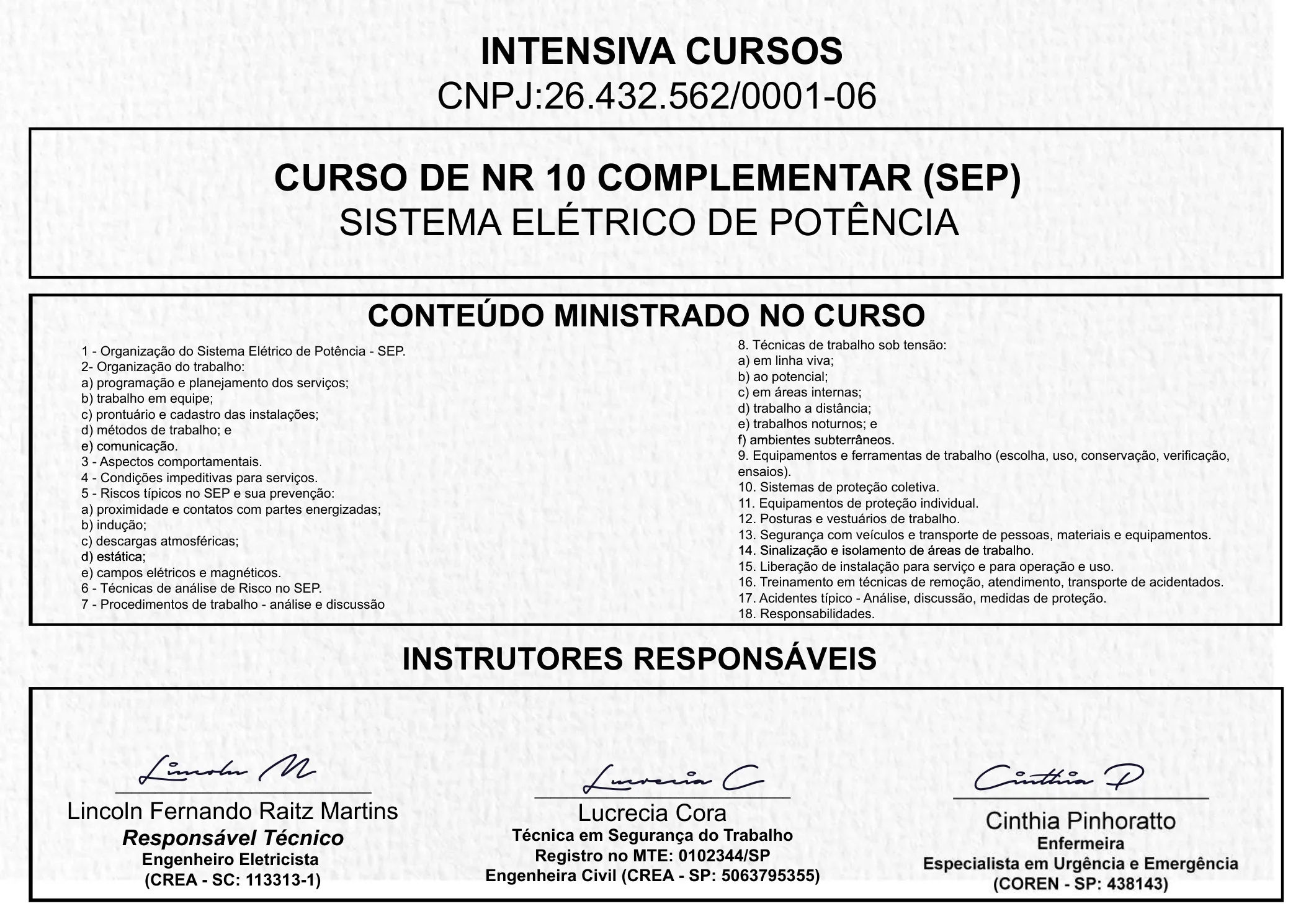 Certificado de NR 10 SEP · 2 de 3