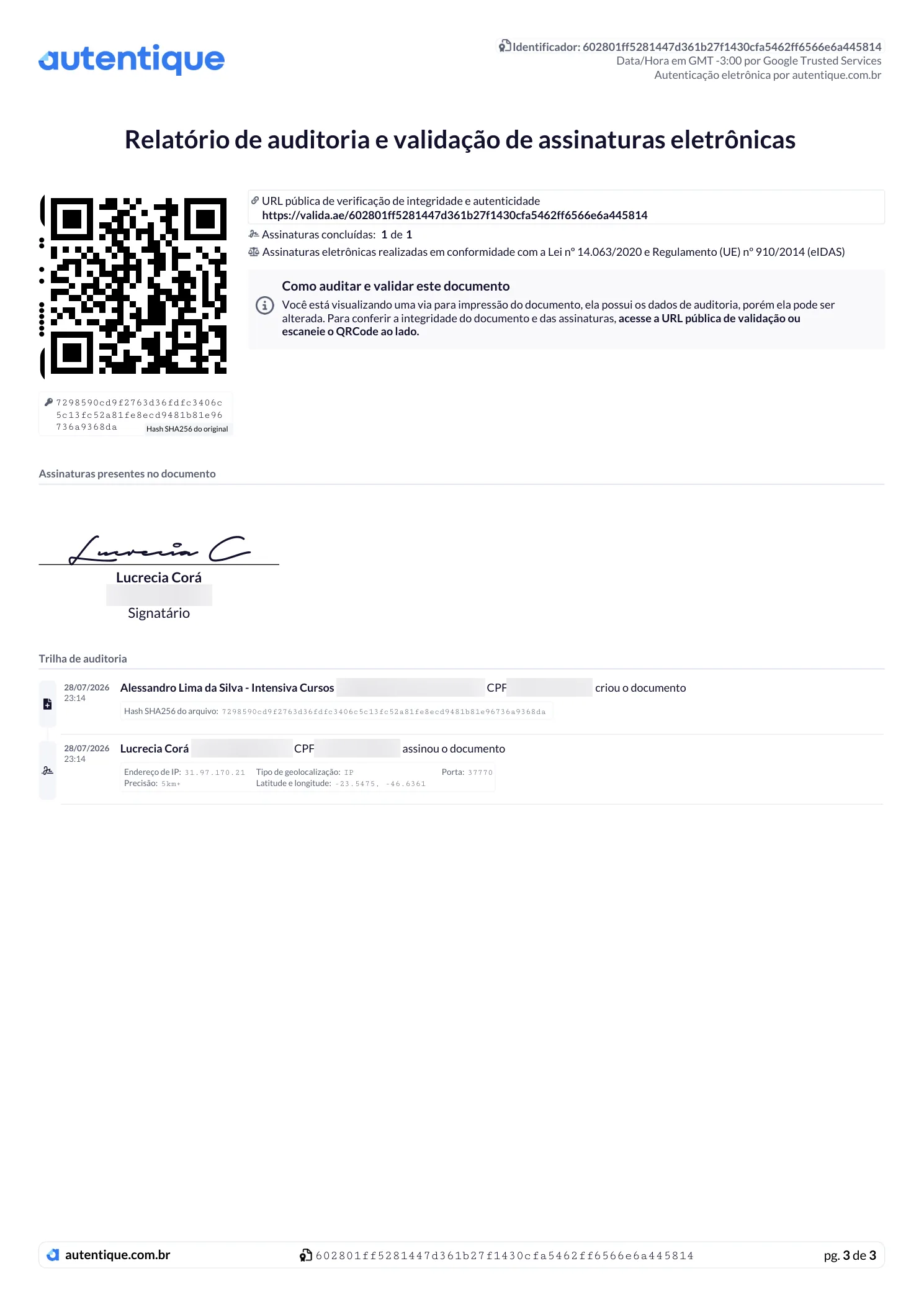 Certificado de NR 11 · 3 de 3