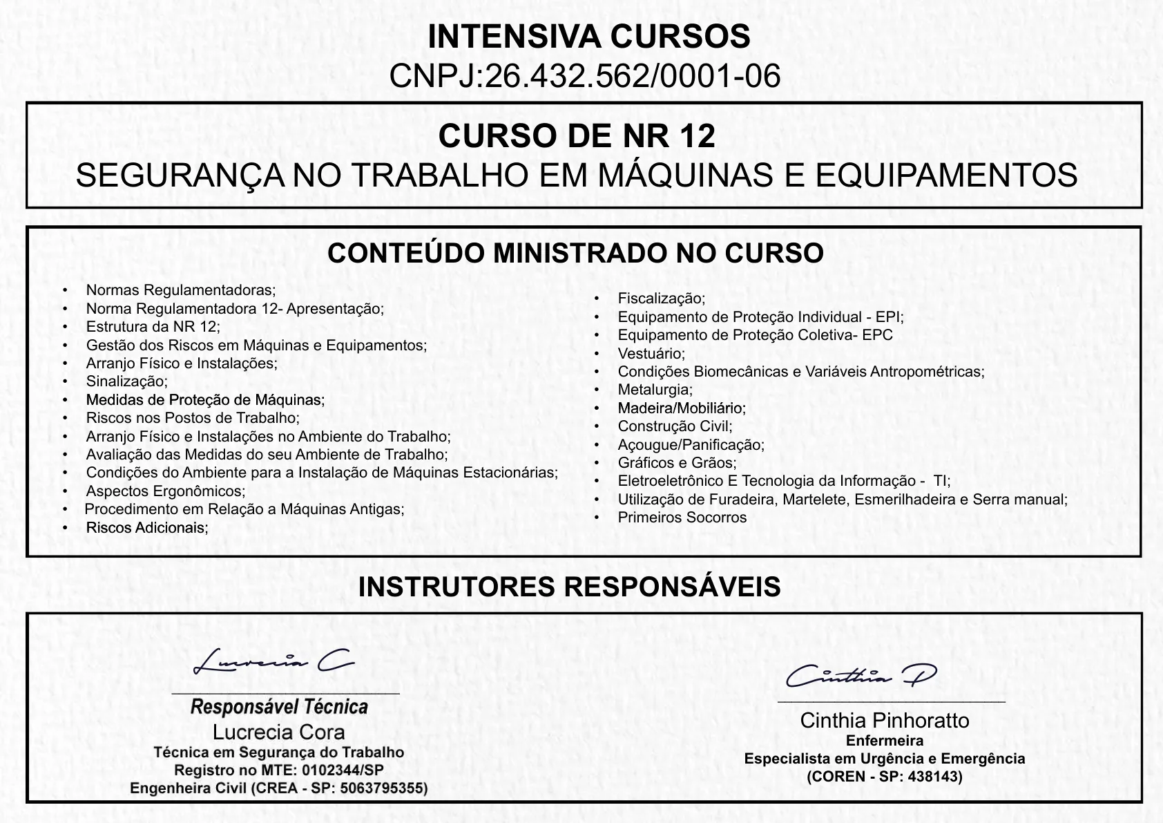 Certificado de NR 12 · 2 de 3