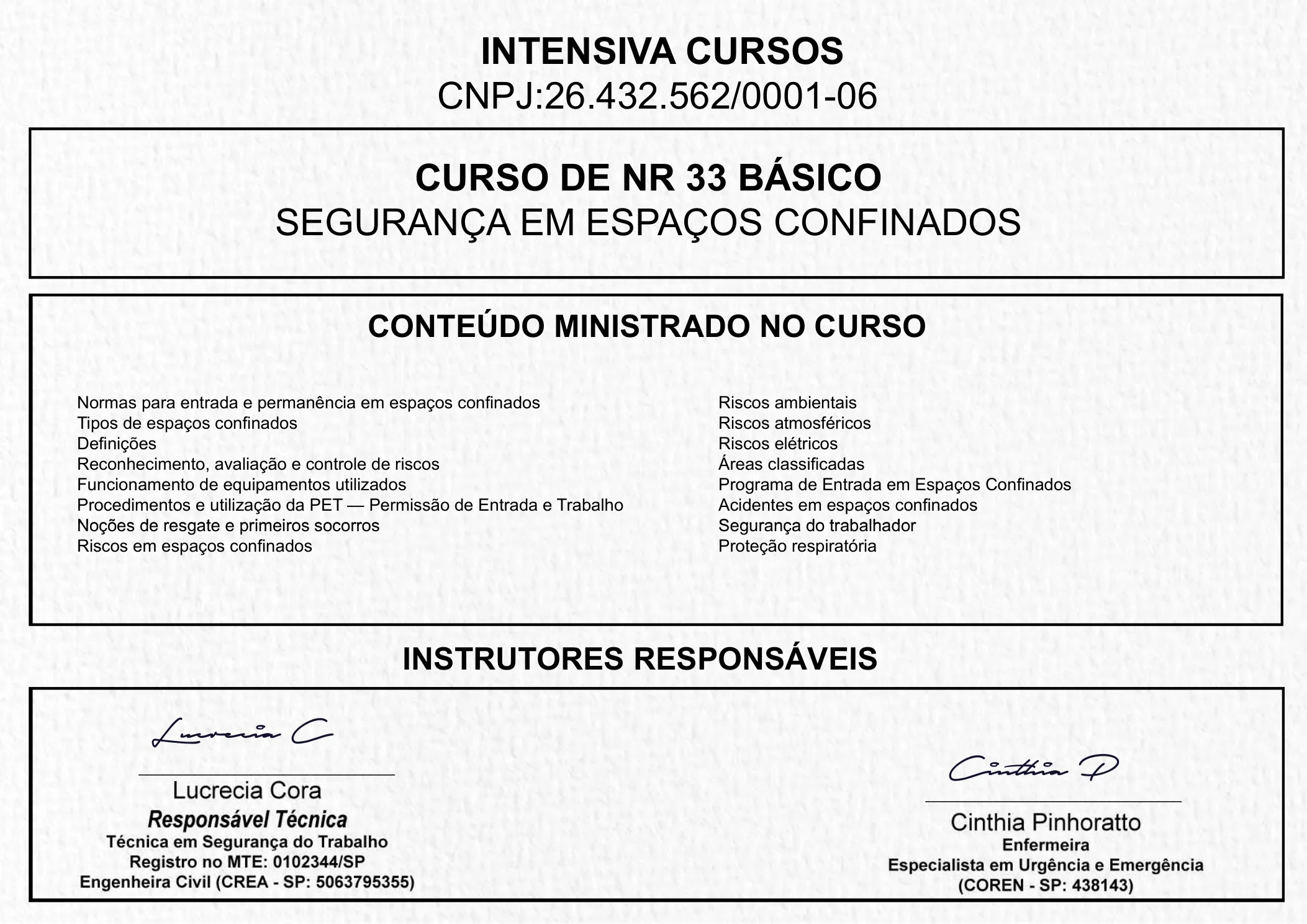 Certificado de NR 33 · 2 de 3