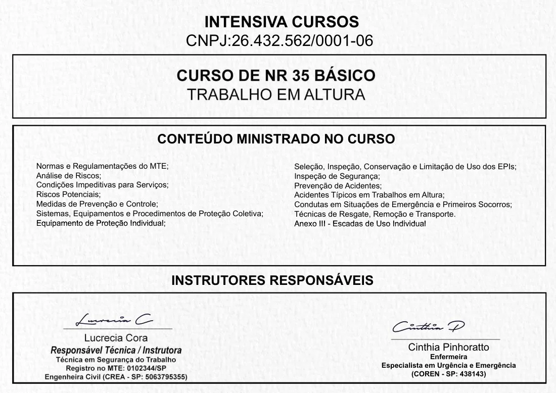 Certificado de NR 35 · 2 de 3