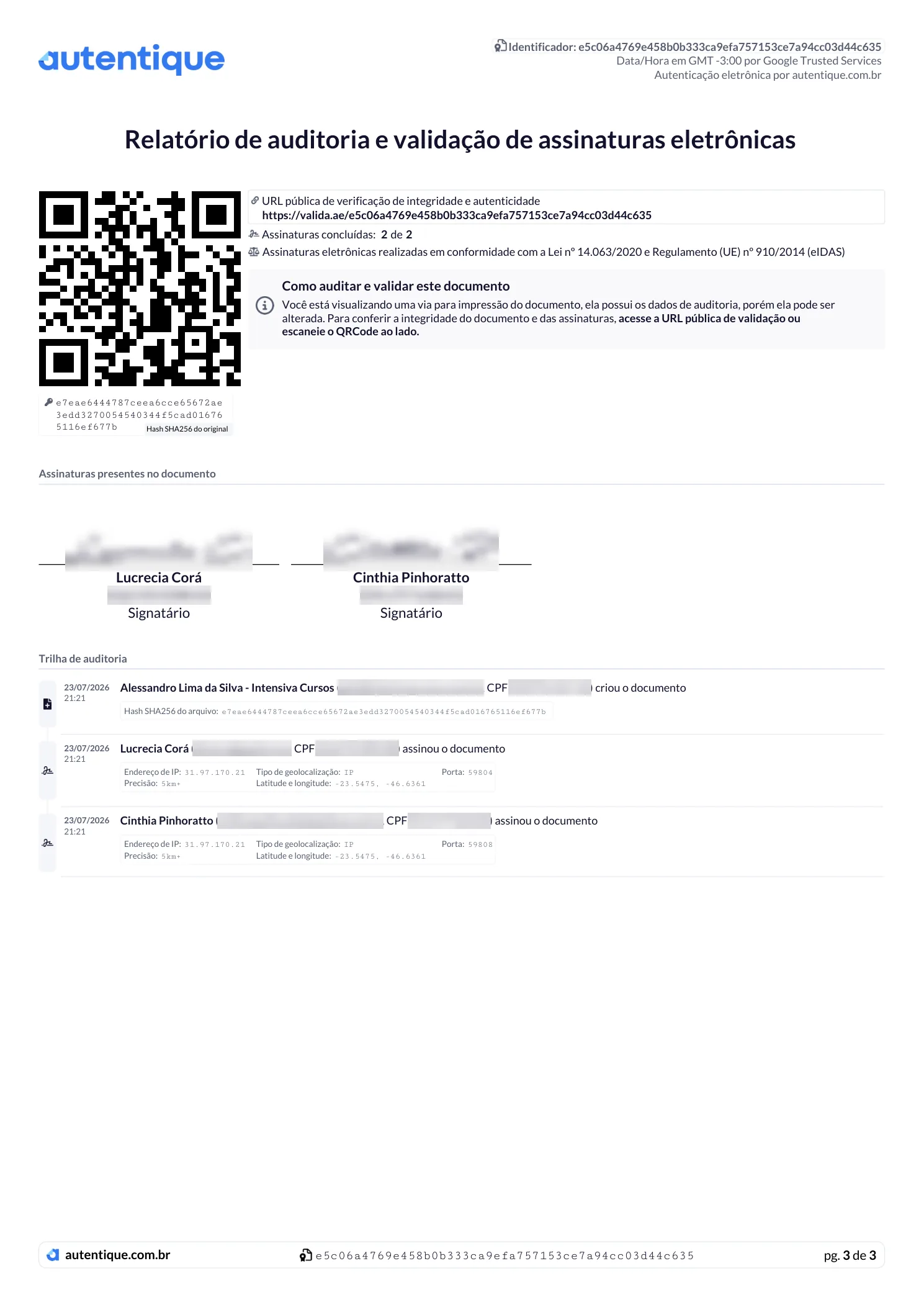 Certificado de Reciclagem NR 33 · 3 de 3